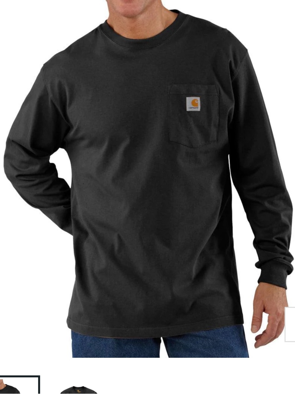 LOOSE FIT HEAVYWEIGHT LONG-SLEEVE POCKET T-SHIRT - BLACK